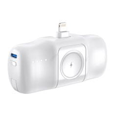 WOZINSKY Mini powerbank 5000mAh 15W iPhone Lightning in polnilnik za Apple Watch - bel