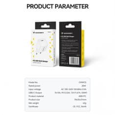 WOZINSKY Mrežni polnilnik 100-240 V PD USB-C 20 W, bel