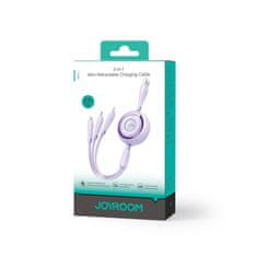 Joyroom 3v1 Zvit kabel Colorful Series USB-A na USB-C / iPhone Lightning / microUSB 1 m vijoličen
