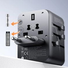 Joyroom Univerzalni potovalni polnilnik 65 W EU / US / JP / AU / UK / CN - črn