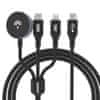 DUDAO 3v1 Kabel USB-C - USB-C / iPhone Lightning / polnilnik za Apple Watch PD 100W 1,2 m - črn