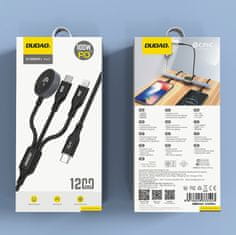 DUDAO 3v1 Kabel USB-C - USB-C / iPhone Lightning / polnilnik za Apple Watch PD 100W 1,2 m - črn