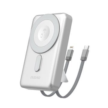 DUDAO Powerbank K29 10000mAh MagSafe kovinska ohišje stojalo kabli USB-C iPhone Lightning PD 20W - srebrna