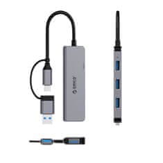 Orico Hub YSA5-U3 USB-A / USB-C dokovalna postaja za 4x USB-A - siva