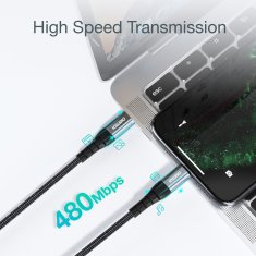 Choetech Kabel za iPhone MFi USB-C - Lightning 480 Mb/s 3 A 2 m črn