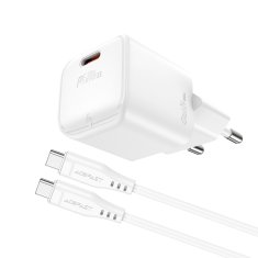 AceFast Mini omrežni polnilnik PD 30W GaN + kabel USB-C bel