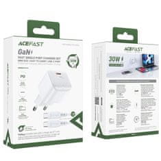 AceFast Mini omrežni polnilnik PD 30W GaN + kabel USB-C bel