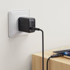 AceFast Kabel USB-A - USB-C 3A z magnetnim organizatorjem 1,2 m - črn