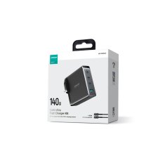 Joyroom GaN 140 W omrežni polnilnik z angleškim vtičem UK 3x USB-C USB-A + kabel USB-C 1,2 m