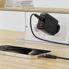 AceFast Kabel USB-A - USB-C 3A z magnetnim organizatorjem 1,2 m - črn