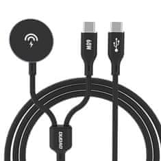 DUDAO 2v1 Kabel z napajalnikom za Apple Watch + USB-C PD 60W vtič - črn
