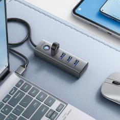 Orico PDD4U-U3 4x USB-A razdelilnik hub adapter - siv