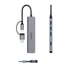Orico Hub YSA7-U3 USB-A / USB-C na USB-A USB-C dokovalna postaja - siva