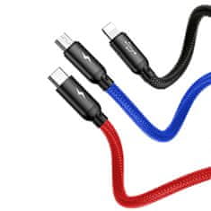 BASEUS 3v1 kabel USB-A - mikro USB / iPhone Lightning / USB-C 3,5 A 0,3 m - črn