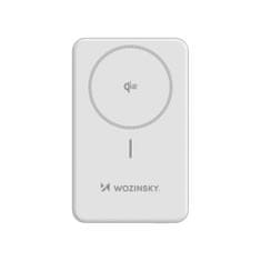 WOZINSKY Magnetni powerbank Qi2 10000 mAh s podstavkom USB-A USB-C 22,5 W PD – bel
