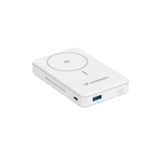 WOZINSKY Magnetni powerbank Qi2 10000 mAh s podstavkom USB-A USB-C 22,5 W PD – bel
