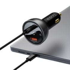 BASEUS Avtomobilski polnilnik USB USB-C PD3.1 140 W + kabel USB-C 1 m črn