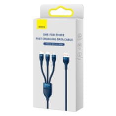 BASEUS 3v1 Kabel za hitro polnjenje USB-A na USB-C microUSB Lightning 66 W 480 Mb/s 1,2 m modra
