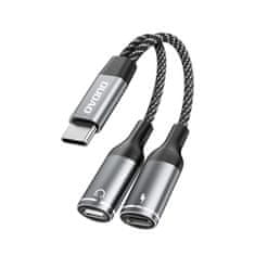 DUDAO 2v1 adapter, razdelilnik USB-C za napajanje in slušalke - siv