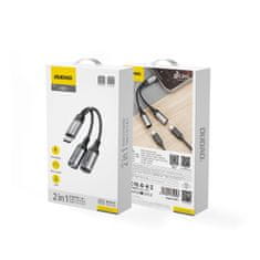 DUDAO 2v1 adapter, razdelilnik USB-C za napajanje in slušalke - siv