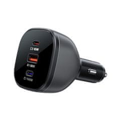 AceFast Avtomobilski polnilnik B14 165 W 2x USB-C 1x USB-A – črn
