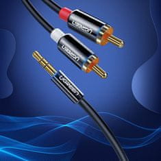 Ugreen Kabel avdio kabel 3,5 mm mini jack - 2RCA 3 m črn