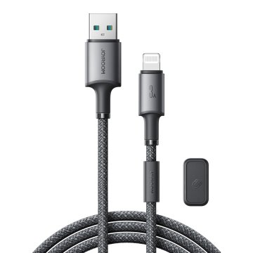Joyroom Kabel USB-A - iPhone Lightning z organizatorjem in magnetnim držalom 1,2 m - siv
