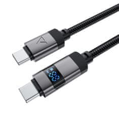 AceFast Kabel USB-C - USB-C z zaslonom 480 Mb/s 66 W 1,2 m - črn