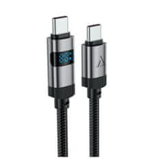 AceFast Kabel USB-C - USB-C z zaslonom 480 Mb/s 66 W 1,2 m - črn