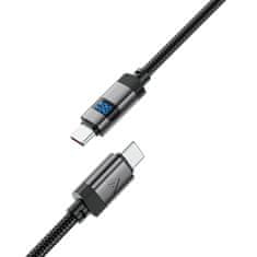 AceFast Kabel USB-C - USB-C z zaslonom 480 Mb/s 66 W 1,2 m - črn
