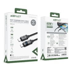 AceFast Kabel USB-C - USB-C z zaslonom 480 Mb/s 66 W 1,2 m - črn
