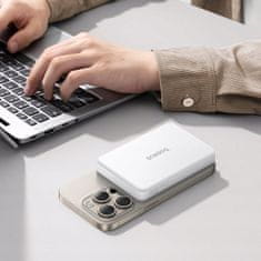 BASEUS Powerbank Airpow II 10000mAh Qi2 MagSafe 22,5W s kablom USB-C 20V 3A 30cm - bela