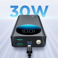 Joyroom Powerbank z svetilko 30 W 20000 mAh + kabel USB-A – USB-C 25 cm črn