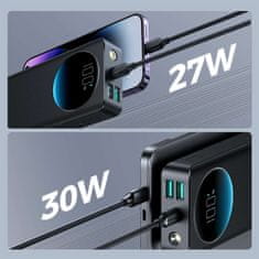 Joyroom Powerbank z svetilko 30 W 20000 mAh + kabel USB-A – USB-C 25 cm črn
