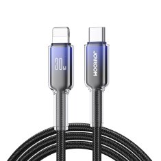 Joyroom Kabel Crystal-Clear Series 30W USB-C - iPhone Lightning 1,2 m - črn