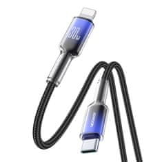 Joyroom Kabel Crystal-Clear Series 30W USB-C - iPhone Lightning 1,2 m - črn
