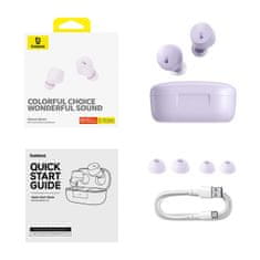 BASEUS Bowie E18 TWS ENC IPX4 USB-C brezžične slušalke, vijolične