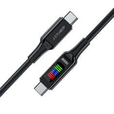 AceFast Kabel USB-C - USB-C 100 W z zaslonom 1,2 m črn