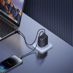 BASEUS Mrežni polnilnik GaN Cube Pro 65 W 2x USB-C USB-A črn
