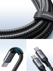 Joyroom 2v1 kabel Speedy Series USB-C - 2x USB-C 1,5 m črn