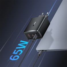 BASEUS Mrežni polnilnik GaN Cube Pro 65 W 2x USB-C USB-A črn