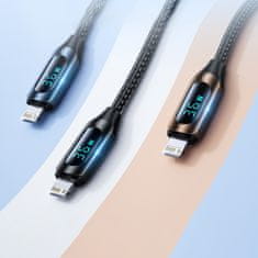 WOZINSKY Kabel za iPhone USB-C - Lightning z LED-zaslonom 36 W 1 m črn