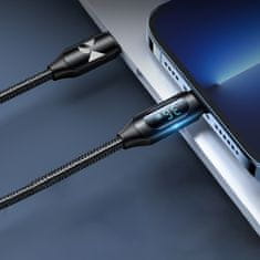 WOZINSKY Kabel za iPhone USB-C - Lightning z LED-zaslonom 36 W 1 m črn