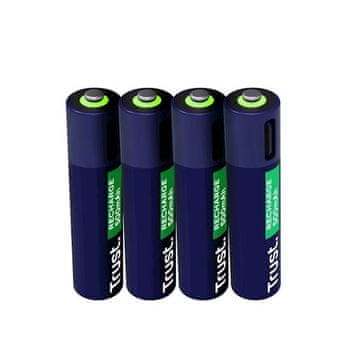 Trust USB-C polnilne baterije, AAA, 4 kosi (25671)
