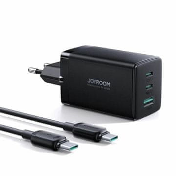 Joyroom polnilec 65W USB 2xTipC TipA GaN PD + kabel črn JR-TCG01