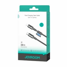 Joyroom kabel USB TipC/Lightning 1.2m 30W črn pleten z magnetom S-A50