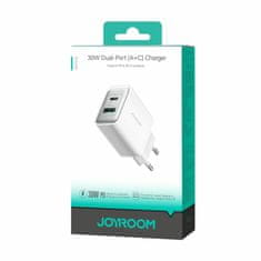 Joyroom polnilec 30W USB TipC TipA GaN QC PD bel JR-TCF15