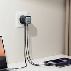 Joyroom polnilec 65W USB TipC TipA GaN QC PD s kablom črn JR-TCL02