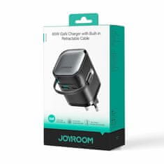 Joyroom polnilec 65W USB TipC TipA GaN QC PD s kablom črn JR-TCL02