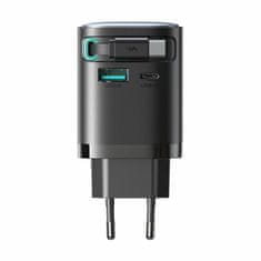 Joyroom polnilec 65W USB TipC TipA GaN QC PD s kablom črn JR-TCL02